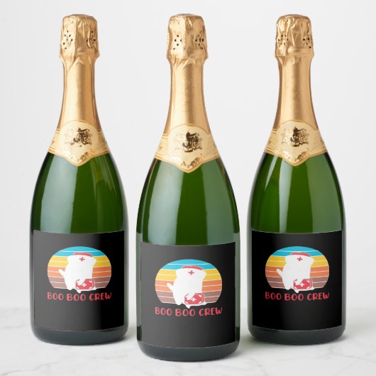 Boo Boo Crew Nurse Funny Ghost Halloween Classic T Sparkling Wijnetiket (Flessen)