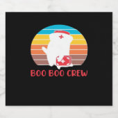 Boo Boo Crew Nurse Funny Ghost Halloween Classic T Sparkling Wijnetiket (Enkel label)