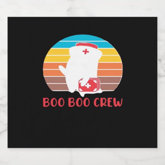 Boo Boo Crew Nurse Funny Ghost Halloween Classic T Sparkling Wijnetiket (Enkel label)