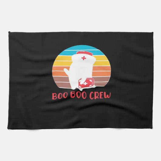 Boo Boo Crew Nurse Funny Ghost Halloween Classic T Theedoek (Horizontaal)