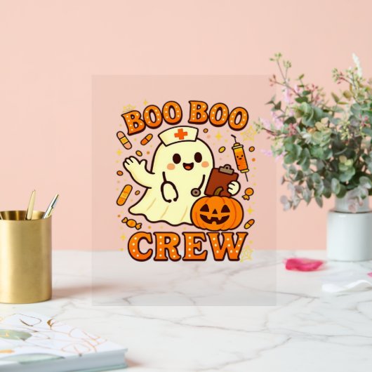 Boo Boo Crew Nurse Funny Halloween Ghost Nurse Gir Acryl Bord (Huwelijk)