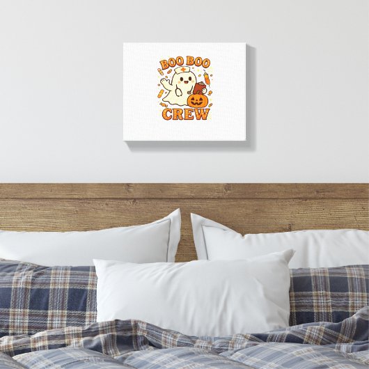 Boo Boo Crew Nurse Funny Halloween Ghost Nurse Gir Canvas Afdruk (Insitu (Slaapkamer))