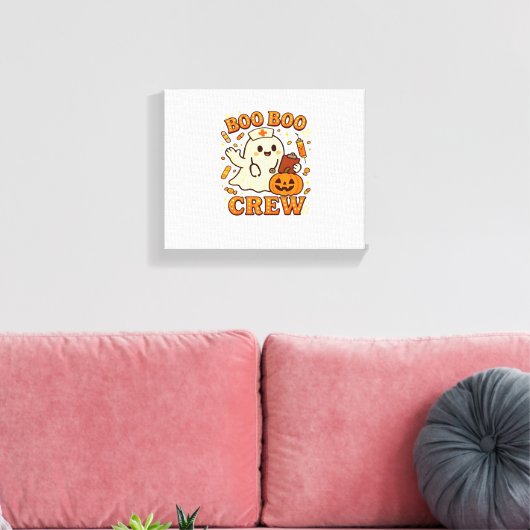 Boo Boo Crew Nurse Funny Halloween Ghost Nurse Gir Canvas Afdruk (Insitu (Woonkamer))