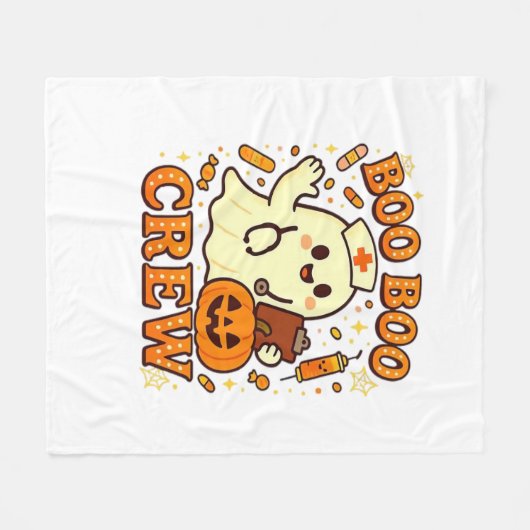 Boo Boo Crew Nurse Funny Halloween Ghost Nurse Gir Fleece Deken (Voorkant (Horizontaal))