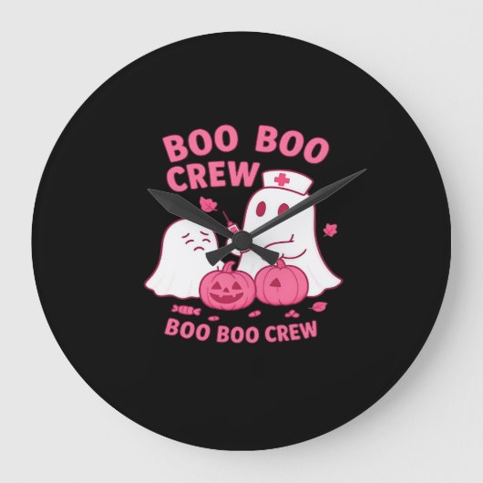 Boo Boo Crew Nurse Funny Halloween Ghost Nurse Gir Grote Klok (Voorkant)
