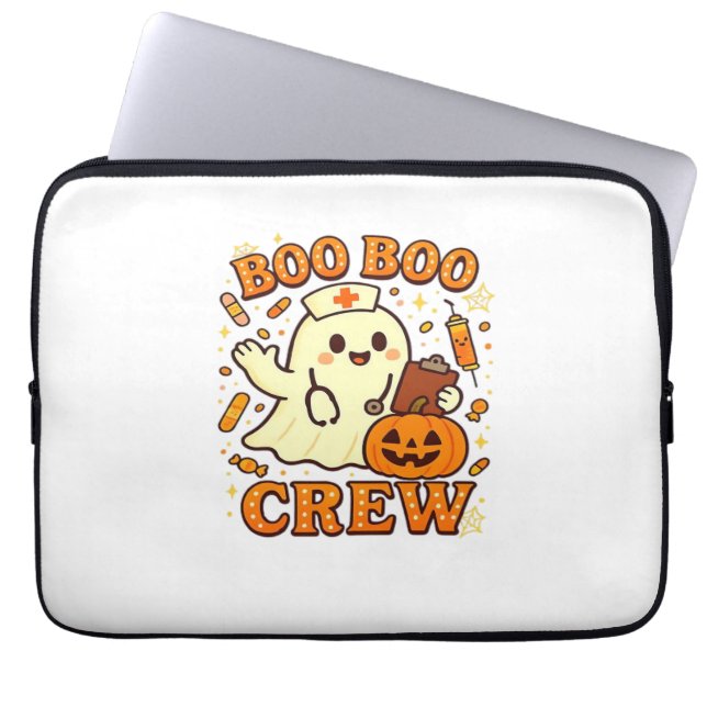 Boo Boo Crew Nurse Funny Halloween Ghost Nurse Gir Laptop Sleeve (Voorkant)