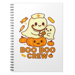 Boo Boo Crew Nurse Funny Halloween Ghost Nurse Gir Notitieboek