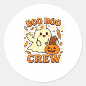 Boo Boo Crew Nurse Funny Halloween Ghost Nurse Gir Ronde Sticker (Voorkant)