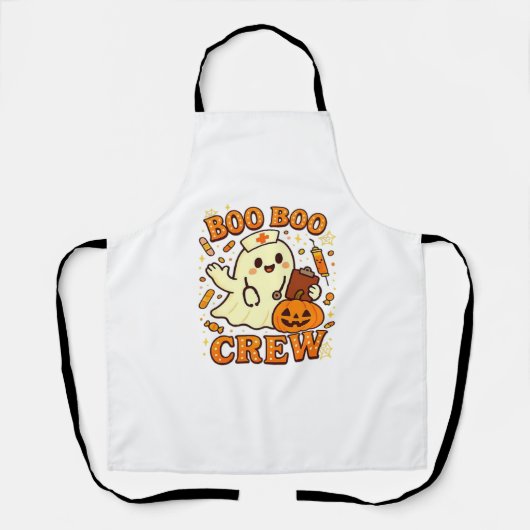 Boo Boo Crew Nurse Funny Halloween Ghost Nurse Gir Schort (Voorkant)