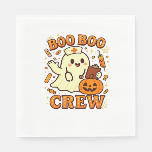 Boo Boo Crew Nurse Funny Halloween Ghost Nurse Gir Servet (Voorkant)