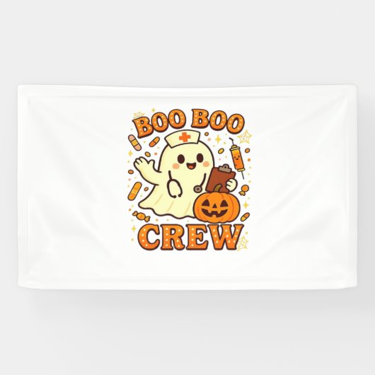 Boo Boo Crew Nurse Funny Halloween Ghost Nurse Gir Spandoek (Horizontaal)