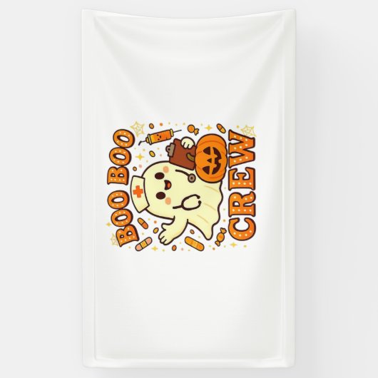 Boo Boo Crew Nurse Funny Halloween Ghost Nurse Gir Spandoek (Verticaal)