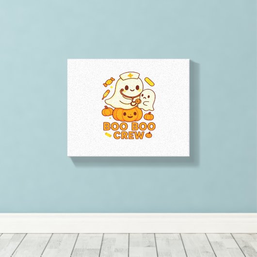 Boo Boo Crew Nurse Ghost Classic T-shirt Canvas Afdruk (Insitu (Houten vloer))