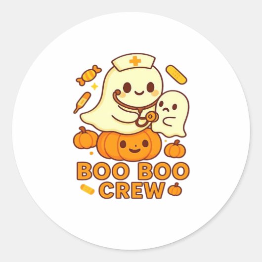 Boo Boo Crew Nurse Ghost Classic T-shirt Ronde Sticker (Voorkant)