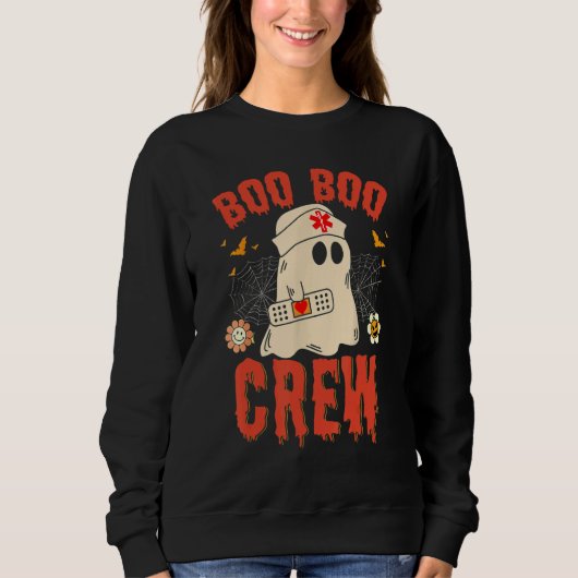 Boo Boo Crew Nurse Ghost Funny Halloween Costume Trui (Voorkant)