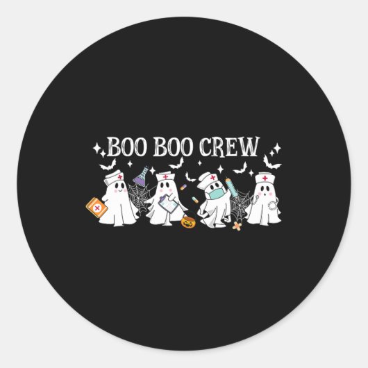 Boo Boo Crew Nurse Ghost Funny Halloween Ronde Sticker (Voorkant)