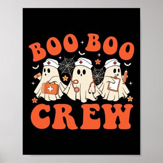 Boo Boo Crew Nurse Ghost Scrub Top Nursing Hallowe Poster (Voorkant)