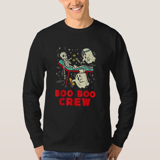 Boo Boo Crew Nurse Ghost & Skeleton  Halloween T-shirt (Voorkant)