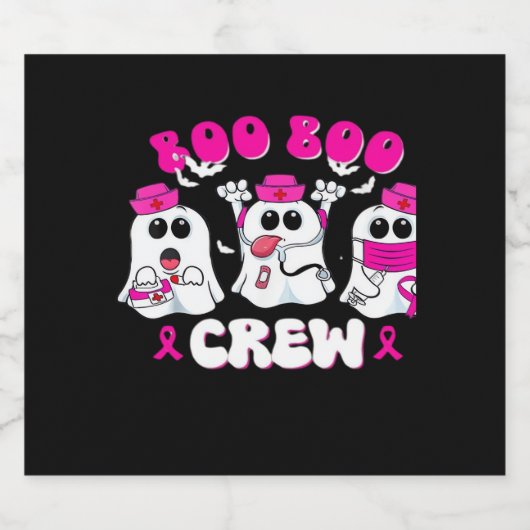 Boo Boo Crew Nurse Halloween Costume Ghost Breast Sparkling Wijnetiket (Enkel label)
