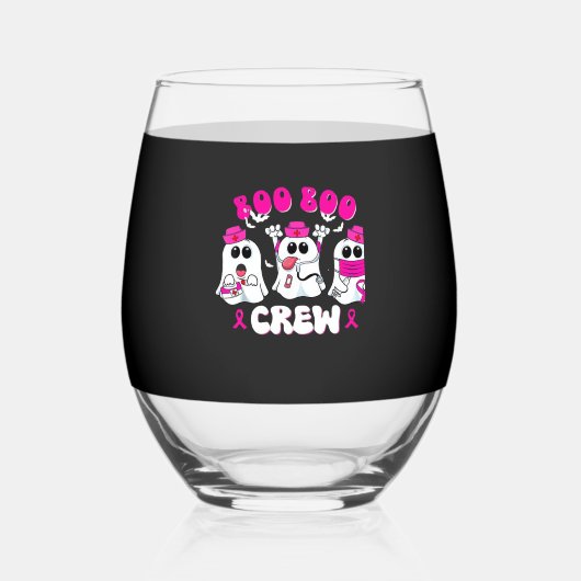 Boo Boo Crew Nurse Halloween Costume Ghost Breast  Wijnglas Zonder Voet (Voorkant)