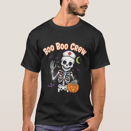 Boo Boo Crew Nurse Halloween Funny Skelton Nurse H T-shirt (Voorkant)