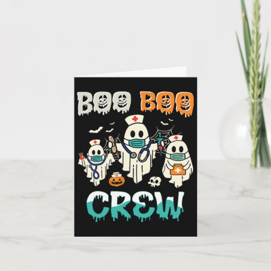 Boo Boo Crew Nurse Halloween Ghost Costume Matchin Kaart (Voorkant)