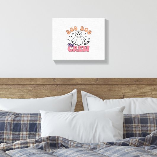 Boo Boo Crew Nurse Halloween Ghost Funny Classic T Canvas Afdruk (Insitu (Slaapkamer))