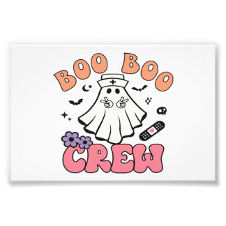 Boo Boo Crew Nurse Halloween Ghost Funny Classic T Foto Afdruk