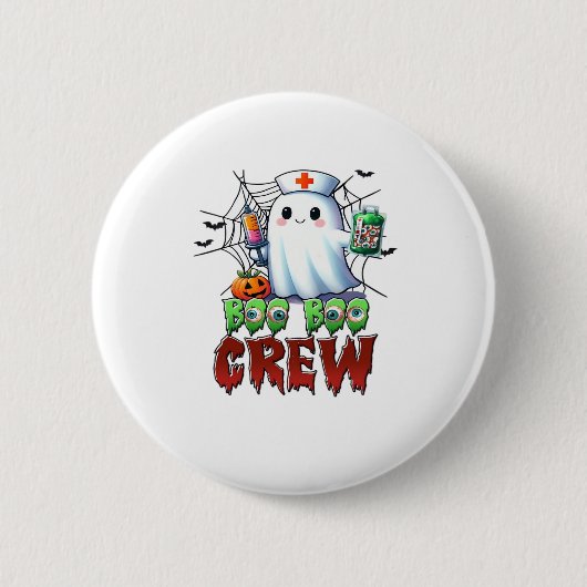 Boo Boo Crew Nurse Halloween Ghost Funny Classic T Ronde Button 5,7 Cm (Voorkant)
