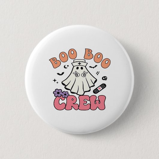Boo Boo Crew Nurse Halloween Ghost Funny Classic T Ronde Button 5,7 Cm (Voorkant)