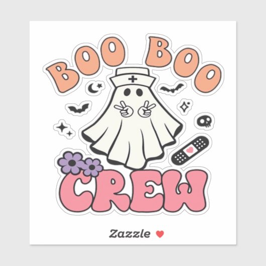 Boo Boo Crew Nurse Halloween Ghost Funny Classic T Sticker (Vel)