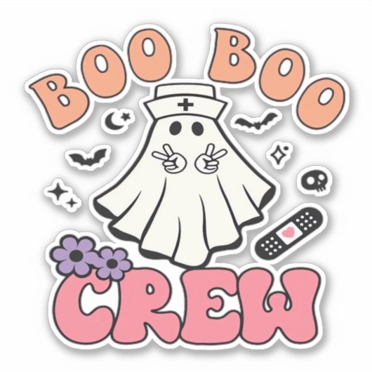 Boo Boo Crew Nurse Halloween Ghost Funny Classic T Sticker (Voorkant)