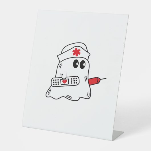Boo Boo Crew Nurse Halloween Ghost Funny Oversized Reclamebord Met Voetstuk (Voorkant)