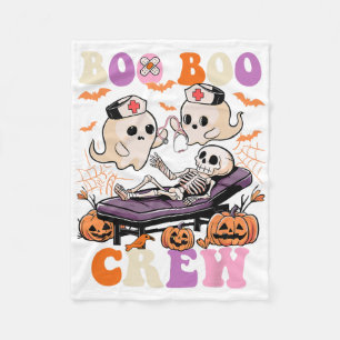Boo Boo Crew Nurse Halloween Ghost Skeleton Nurses Fleece Deken