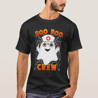 Boo Boo Crew Nurse Leopard Glasses Lazy Halloween T-shirt