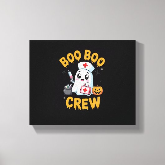 Boo Boo Crew Nurse Schattige Ghost Halloween Nursi Canvas Afdruk (Voorkant)
