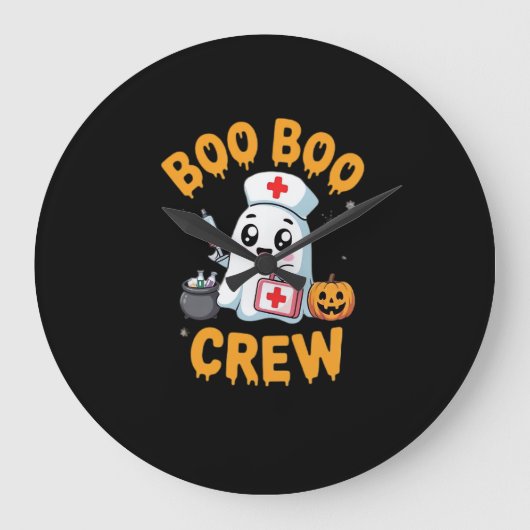 Boo Boo Crew Nurse Schattige Ghost Halloween Nursi Grote Klok (Voorkant)