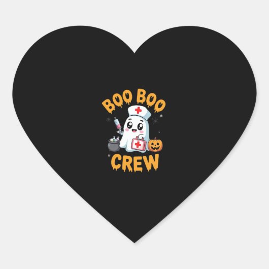 Boo Boo Crew Nurse Schattige Ghost Halloween Nursi Hart Sticker (Voorkant)