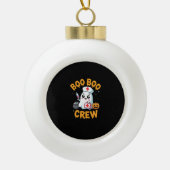 Boo Boo Crew Nurse Schattige Ghost Halloween Nursi Keramische Bal Ornament (Voorkant)