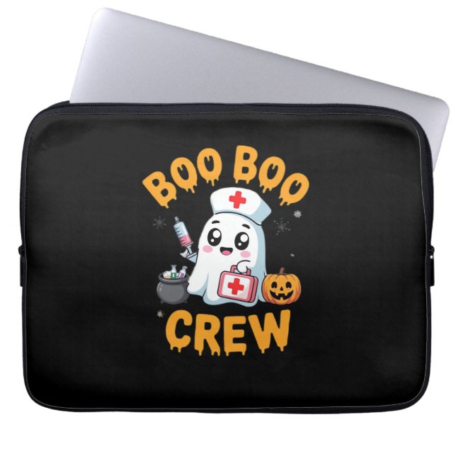 Boo Boo Crew Nurse Schattige Ghost Halloween Nursi Laptop Sleeve (Voorkant)