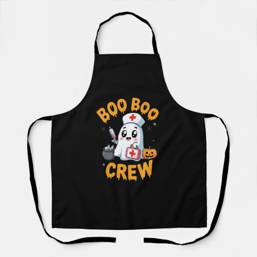 Boo Boo Crew Nurse Schattige Ghost Halloween Nursi Schort (Voorkant)