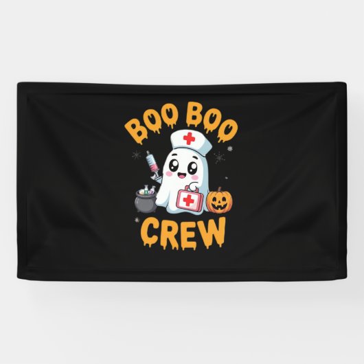 Boo Boo Crew Nurse Schattige Ghost Halloween Nursi Spandoek (Horizontaal)