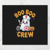 Boo Boo Crew Nurse Schattige Ghost Halloween Nursi Sparkling Wijnetiket (Enkel label)