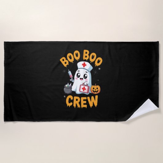Boo Boo Crew Nurse Schattige Ghost Halloween Nursi Strandlaken (Voorkant)