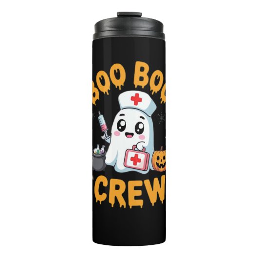 Boo Boo Crew Nurse Schattige Ghost Halloween Nursi Thermosbeker (Voorkant)
