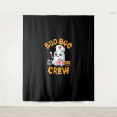 Boo Boo Crew Nurse Schattige Ghost Halloween Nursi Wandkleed (Voorkant)