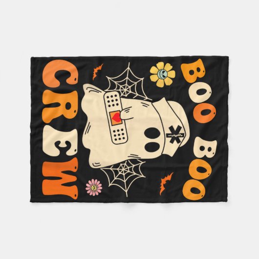 Boo Boo Crew Nurse Shirt Funny Ghost Retro Hallowe Fleece Deken (Voorkant (Horizontaal))
