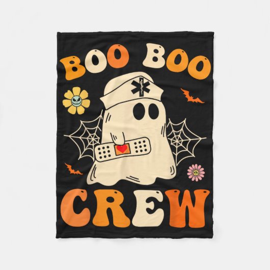 Boo Boo Crew Nurse Shirt Funny Ghost Retro Hallowe Fleece Deken (Voorkant)