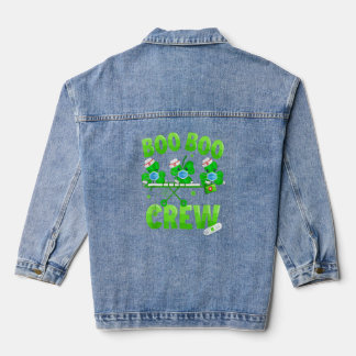 Boo Boo Crew Nurse St Patrick S Day Shamrock Face Denim Jacket
