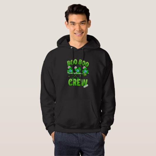 Boo Boo Crew Nurse St Patrick S Day Shamrock Face Hoodie (Voorkant volledig)